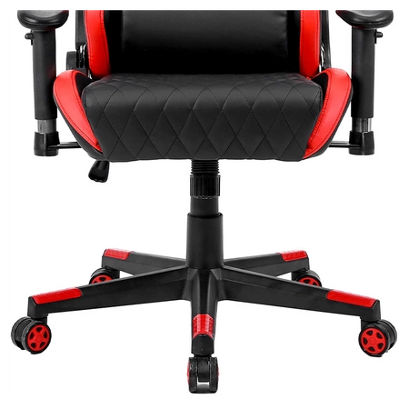 FOTEL GAMINGOWY BIUROWY OBROTOWY FURIA CZARNO/CZERWONY SKÓRA PU