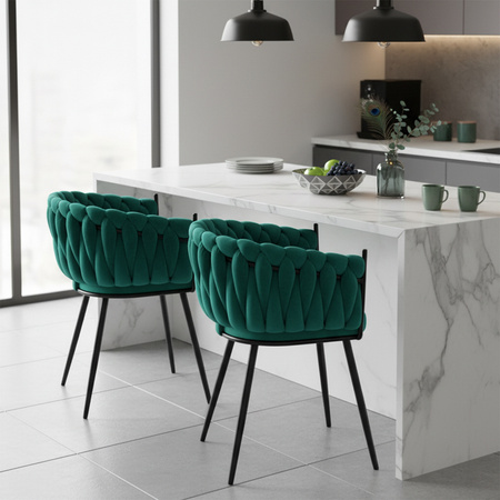 FOTEL KRZESŁO WELUROWE TAPICEROWANE RISO BUTELKOWA ZIELEŃ NOGI CZARNE