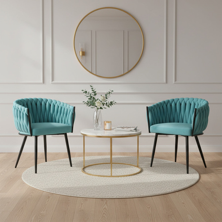 FOTEL KRZESŁO WELUROWY TAPICEROWANY RISO MIĘTOWY NOGI CZARNE