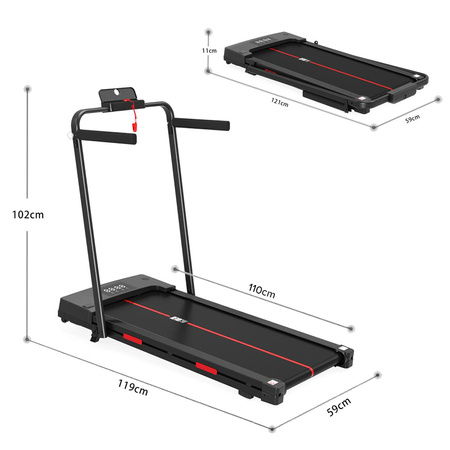 BIEŻNIA ELEKTRYCZNA TRENINGOWA DOMOWA RUN 1-12 KM/H 120 KG 230 V BLUETOOTH