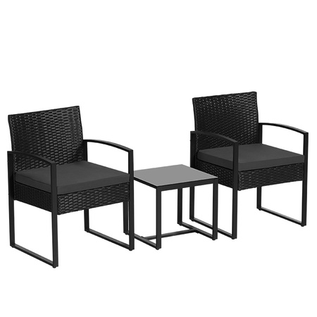 ZESTAW MEBLI OGRODOWYCH RATTANOWY COMO 2 OSOBOWY CZARNY