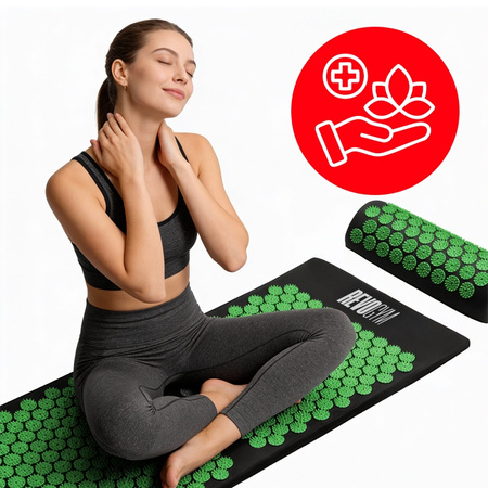 MATA DO AKUPRESURY ZDROWOTNA Z KOLCAMI AKUPRESURA MASAŻ ZESTAW Z PODUSZKĄ