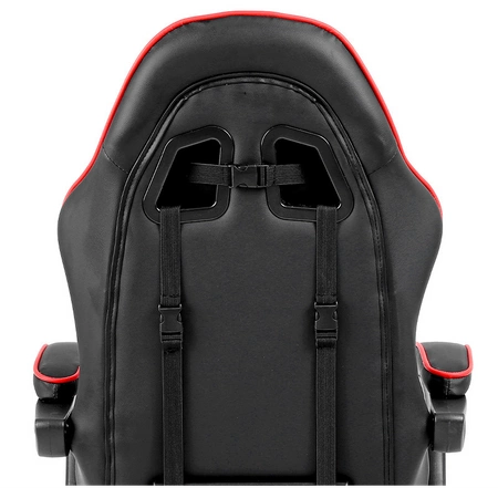 FOTEL GAMINGOWY BIUROWY OBROTOWY ZING-B CZARNY OBSZYCIE CZERWONE SKÓRA PU