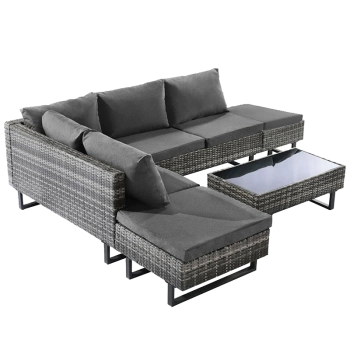 ZESTAW MEBLI OGRODOWYCH RATTANOWE LIME 5 OSOBOWE SZARY