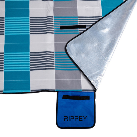 KOC PIKNIKOWY WODOODPORNY MATA PLAŻOWA Z IZOLACJĄ SANDY 1B NIEBIESKA KRATKA 2x2