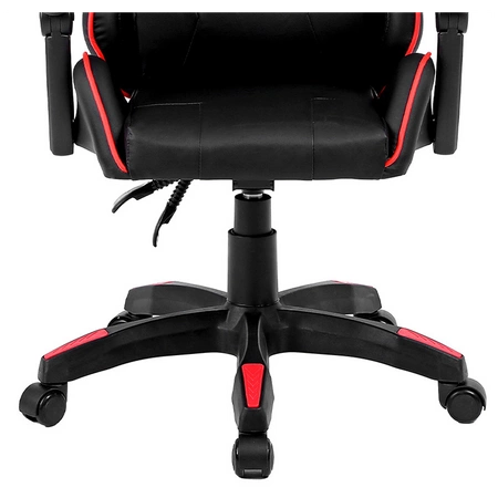 FOTEL GAMINGOWY BIUROWY OBROTOWY ZING-B CZARNY OBSZYCIE CZERWONE SKÓRA PU
