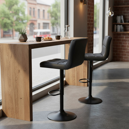 HOKER KRZESŁO BAROWE RAFA CZARNA SKÓRA PU PODSTAWA CZARNA