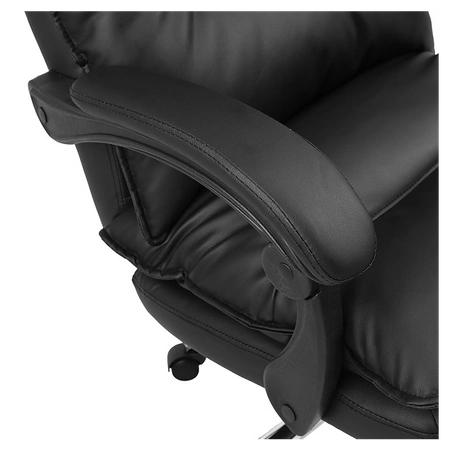 FOTEL BIUROWY OBROTOWY ZENIT CZARNA SKÓRA PU PODSTAWA CHROM
