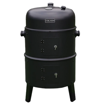 GRILL OGRODOWY WĘGLOWY WĘDZARNIA OGRODOWA Z TERMOMETREM 3W1 VL12 CZARNY