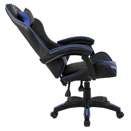 FOTEL GAMINGOWY BIUROWY OBROTOWY ZING-B CZARNO/NIEBIESKI SKÓRA PU