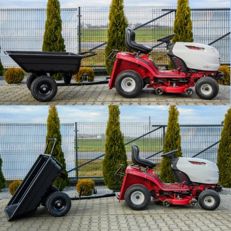 PRZYCZEPKA OGRODOWA DO KOSIARKI TRAKTORKA OGRODOWEGO BOGIE-TRAX CZARNA POLIMEROWA DO 400 KG