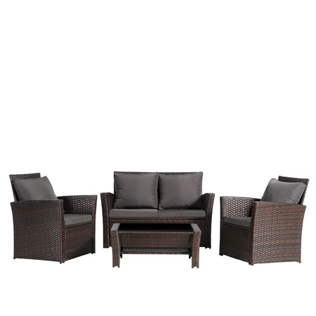 ZESTAW MEBLI OGRODOWYCH RATTANOWE LAGOS 4 OSOBOWE BRĄZOWY