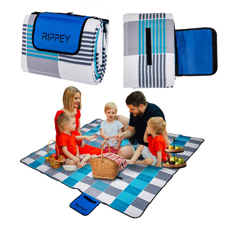 KOC PIKNIKOWY WODOODPORNY MATA PLAŻOWA Z IZOLACJĄ SANDY 1B NIEBIESKA KRATKA 2x2