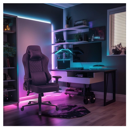 FOTEL GAMINGOWY BIUROWY OBROTOWY SONIC CZARNY SKÓRA PU