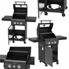 GRILL OGRODOWY GAZOWY Z POKRYWĄ I PÓŁKAMI ZEUS-A CZARNY RUSZT ŻELIWNY 8,5 KW + POKROWIEC