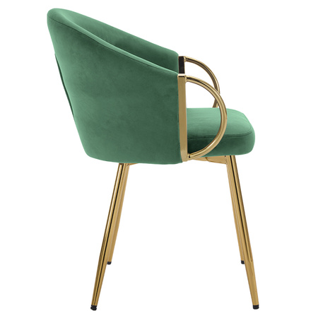 FOTEL KRZESŁO WELUROWE TAPICEROWANY METIS BUTELKOWA ZIELEŃ NOGI ZŁOTE