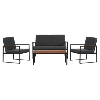 ZESTAW MEBLI OGRODOWYCH CARTER CZARNY 4 OSOBOWY STOLIK FOTELE SOFA