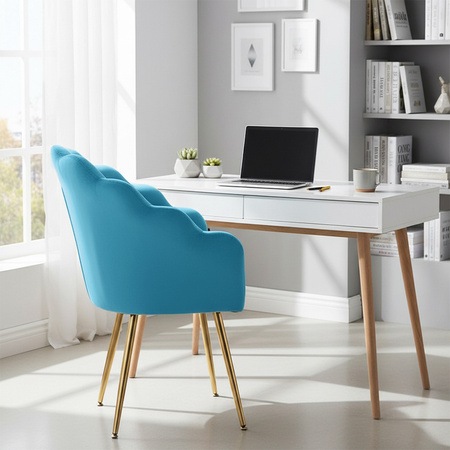 FOTEL KRZESŁO WELUROWE TAPICEROWANE TINA TURKUSOWY NOGI ZŁOTE