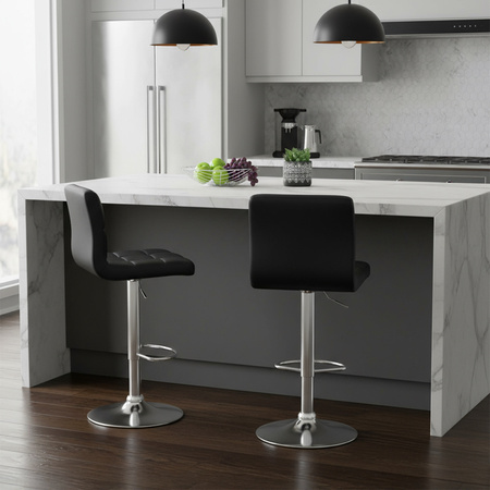 HOKER KRZESŁO BAROWE RAFA CZARNA SKÓRA PU PODSTAWA CHROM