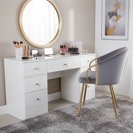 FOTEL KRZESŁO WELUROWE TAPICEROWANY METIS CIEMNOSZARY NOGI ZŁOTE