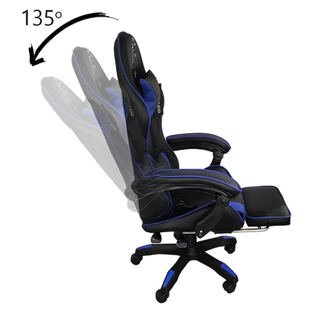 FOTEL GAMINGOWY BIUROWY OBROTOWY ZING-A CZARNO/NIEBIESKI SKÓRA PU