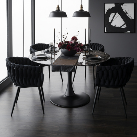 KRZESŁO FOTEL WELUROWY TAPICEROWANY RISO CZARNY NOGI CZARNE