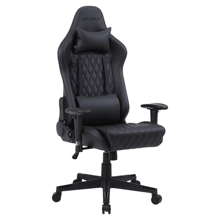 FOTEL GAMINGOWY BIUROWY OBROTOWY FURIA CZARNY SKÓRA PU