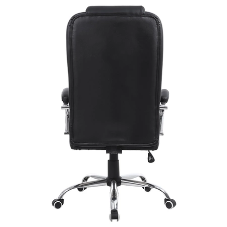 FOTEL BIUROWY OBROTOWY AMBER CZARNA SKÓRA PU PODSTAWA CHROM