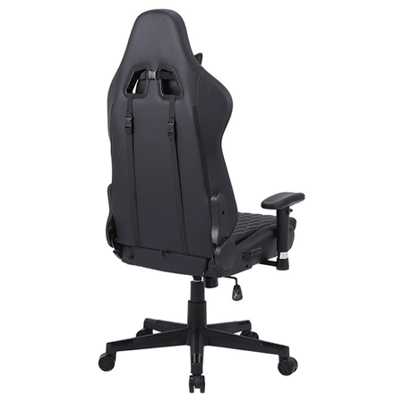 FOTEL GAMINGOWY BIUROWY OBROTOWY FURIA CZARNY SKÓRA PU