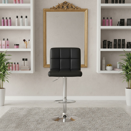 HOKER KRZESŁO BAROWE RAFA CZARNA SKÓRA PU PODSTAWA CHROM