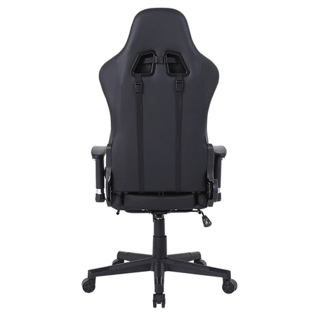 FOTEL GAMINGOWY BIUROWY OBROTOWY RIVAL CZARNY SKÓRA PU