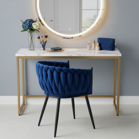 FOTEL KRZESŁO WELUROWY TAPICEROWANY RISO NIEBIESKI NOGI CZARNE