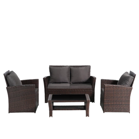 ZESTAW MEBLI OGRODOWYCH RATTANOWE LAGOS 4 OSOBOWE BRĄZOWY