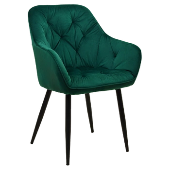 FOTEL KRZESŁO WELUROWE TAPICEROWANE LIZA BUTELKOWA ZIELEŃ NOGI CZARNE