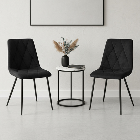 KRZESŁO FOTEL WELUROWY TAPICEROWANY TESA CZARNY NOGI CZARNE