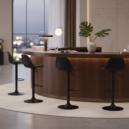 HOKER KRZESŁO BAROWE LAZO CZARNA SKÓRA PU PODSTAWA CZARNA