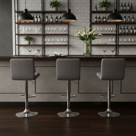 HOKER KRZESŁO BAROWE RAFA SZARY WELUR PODSTAWA CHROM