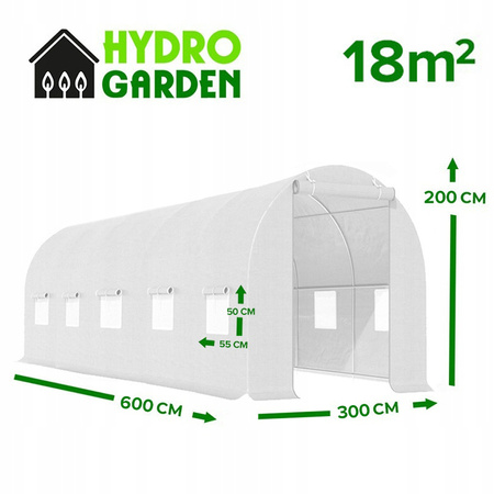 TUNEL OGRODOWY FOLIOWY SZKLARNIA 18m2 TF06W 6x3m BIAŁY SOLIDNY