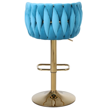 HOKER KRZESŁO BAROWE GLAMOUR SURI TURKUSOWY PODSTAWA ZŁOTA