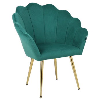 FOTEL KRZESŁO WELUROWE TAPICEROWANE TINA ZIELONY NOGI ZŁOTE