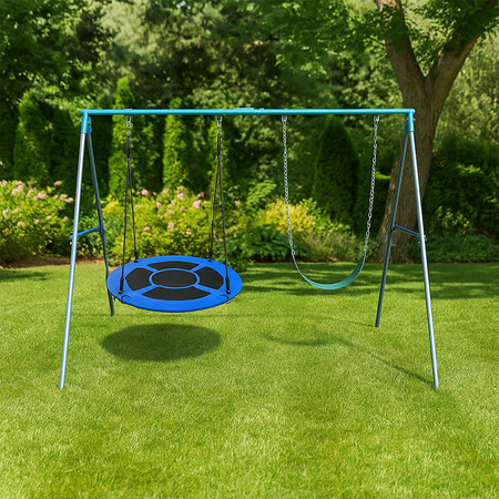 HUŚTAWKA OGRODOWA PODWÓJNA SIMBA BOCIANIE GNIAZDO ZE STELAŻEM DLA DZIECI