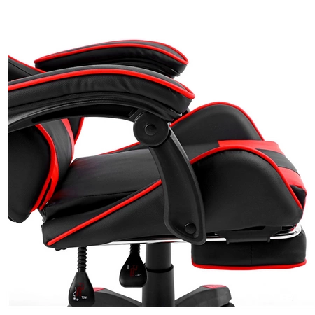 FOTEL GAMINGOWY BIUROWY OBROTOWY ZING-A CZARNO/CZERWONY SKÓRA PU