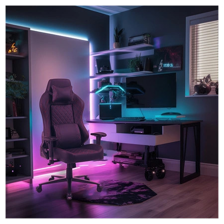 FOTEL GAMINGOWY BIUROWY OBROTOWY SONIC CZARNO/CZERWONY SKÓRA PU