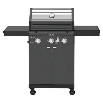 GRILL OGRODOWY GAZOWY Z POKRYWĄ I PÓŁKAMI ZEUS-B CZARNY RUSZT ŻELIWNY 11,5KW + POKROWIEC