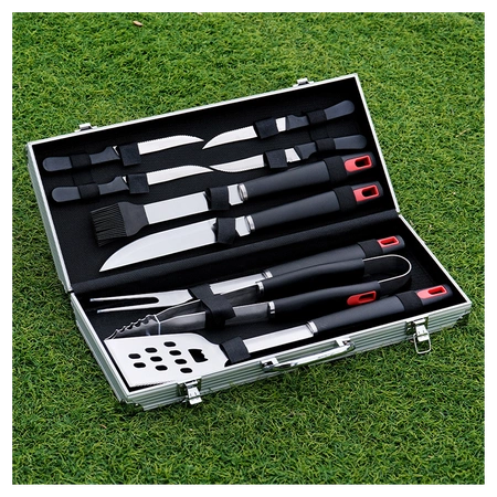 ZESTAW AKCESORIÓW DO GRILA BBQ-A2 ZE STALI NIERDZEWNEJ 9w1 + WALIZKA