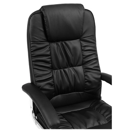 FOTEL BIUROWY OBROTOWY ERGO CZARNA SKÓRA PU PODSTAWA CHROM