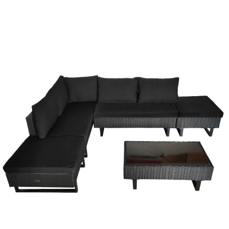 ZESTAW MEBLI OGRODOWYCH RATTANOWE LIME 5 OSOBOWE CZARNY