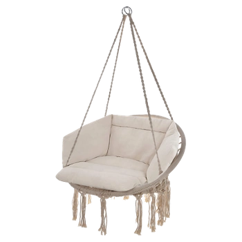 FOTEL OGRODOWY WISZĄCY BOCIANIE GNIAZDO HUŚTAWKA Z PODUSZKĄ LEA ECRU