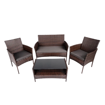 ZESTAW MEBLI OGRODOWYCH RATTANOWE RITA 4 OSOBOWE BRĄZOWY