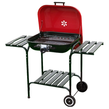 GRILL OGRODOWY WĘGLOWY Z POKRYWĄ VL02 CZERWONO/CZARNY